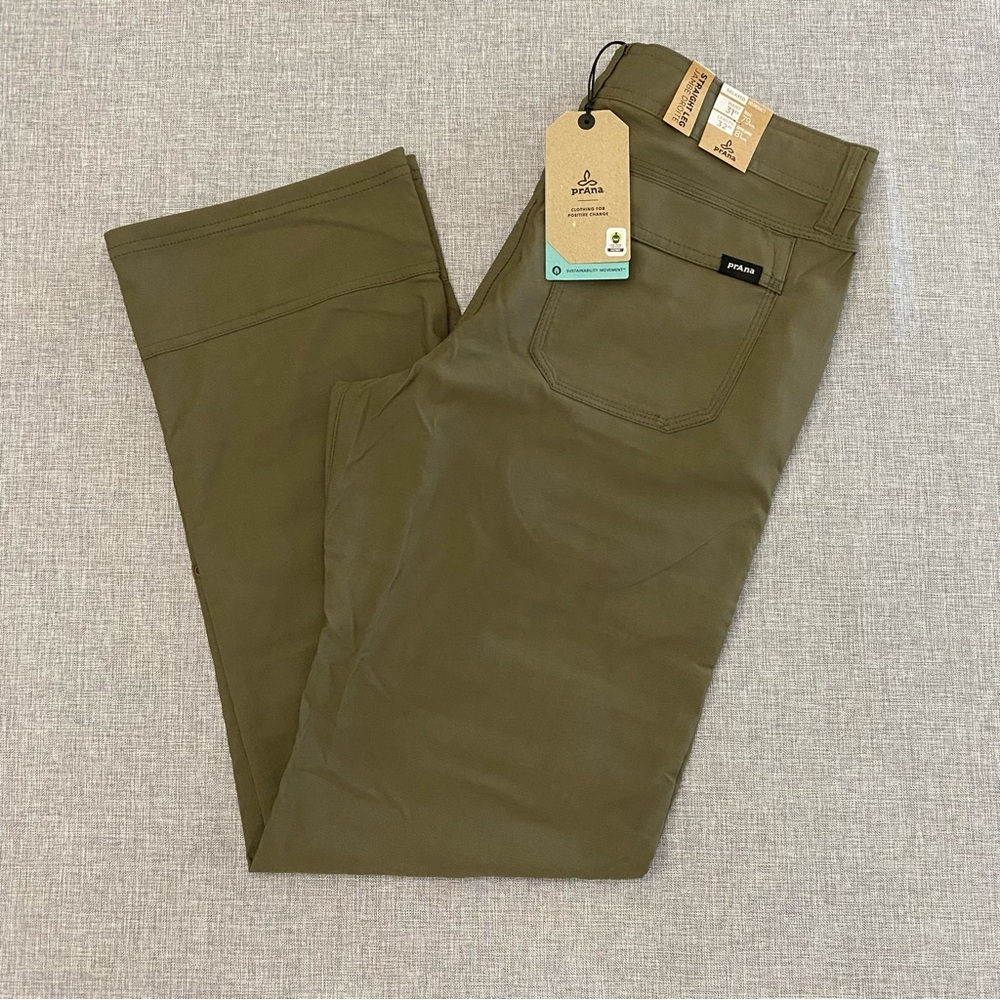 Prana Zion II Slate Green Relaxed Fit Mens 31x32 Cargo Pocket Stretch Pants New